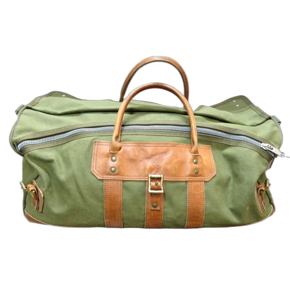 Vintage Orvis Canvas Leather Duffle Bag NO LABEL